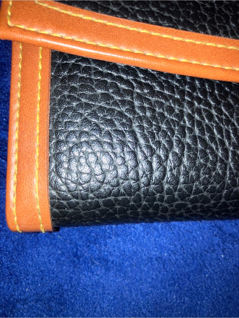 Dooney & Bourke Black Pebbled Leather Wallet with Tan Trim - Picture 11 of 16